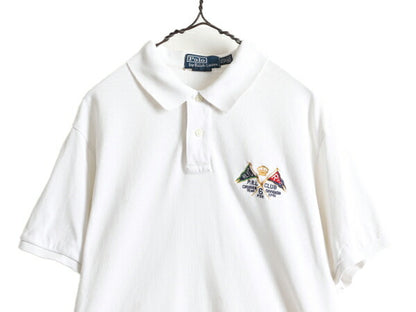 大きいサイズ XXL ■ ポロ ラルフローレン 鹿の子 半袖 ポロシャツ メンズ 2XL / POLO 半袖シャツ カスタムフィット コットン 白 フラッグ
