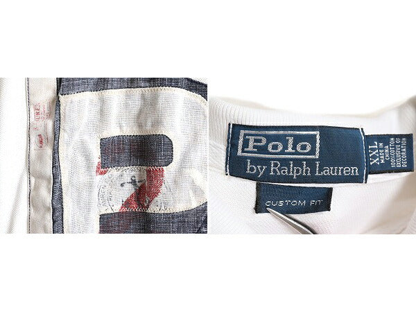 大きいサイズ XXL ■ ポロ ラルフローレン 鹿の子 半袖 ポロシャツ メンズ 2XL / POLO 半袖シャツ カスタムフィット コットン 白 フラッグ