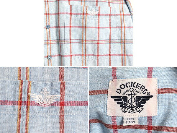 90s ■ ドッカーズ リーバイス チェック 長袖 ボタンダウン シャツ メンズ L / 古着 90年代 オールド LEVIS DOCKERS 長袖シャツ コットン