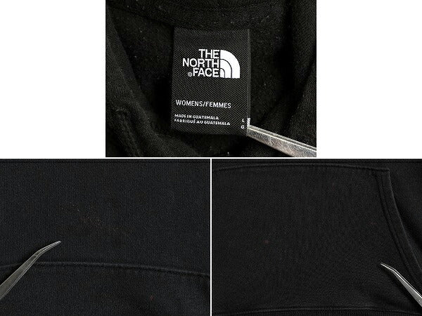 ■ ノースフェイス プリント スウェット フード パーカー ( レディース L ) The North Face アウトドア トレーナー プルオーバー 裏起毛 黒