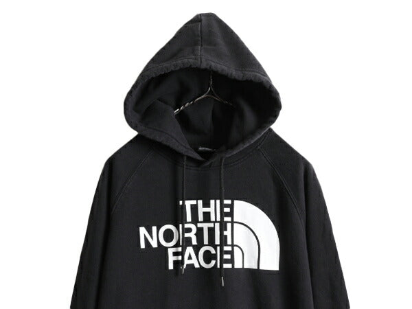 ■ ノースフェイス プリント スウェット フード パーカー ( レディース L ) The North Face アウトドア トレーナー プルオーバー 裏起毛 黒