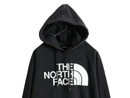 ■ ノースフェイス プリント スウェット フード パーカー ( レディース L ) The North Face アウトドア トレーナー プルオーバー 裏起毛 黒