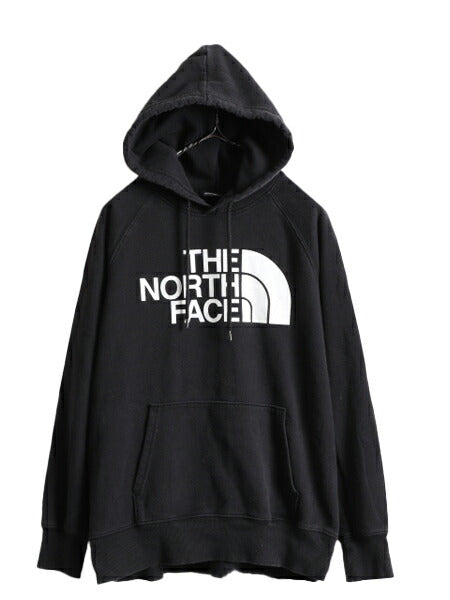■ ノースフェイス プリント スウェット フード パーカー ( レディース L ) The North Face アウトドア トレーナー プルオーバー 裏起毛 黒