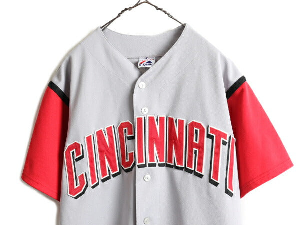 USA製 ■ MLB オフィシャル Majestic シンシナティ レッズ 半袖 ベースボール シャツ メンズ M 程/ ユニフォーム ゲームシャツ 大リーグ