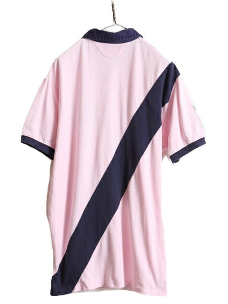 ダブルポニー ■ ポロ ラルフローレン 鹿の子 半袖 ポロシャツ ( メンズ L ) POLO ラガー シャツ タイプ ラグビー 半袖シャツ ナンバリング
