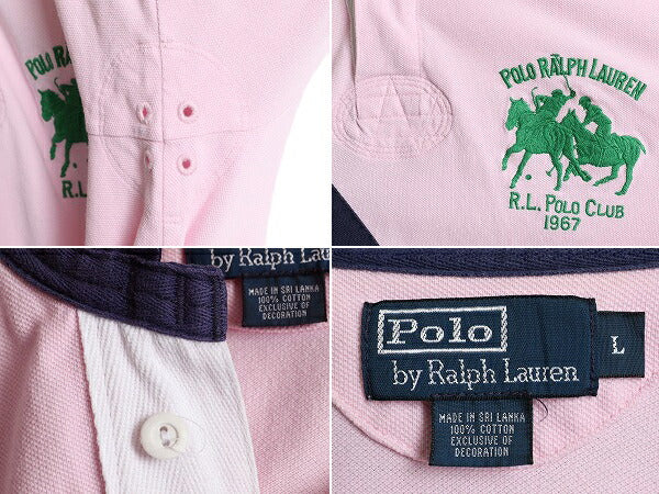 ダブルポニー ■ ポロ ラルフローレン 鹿の子 半袖 ポロシャツ ( メンズ L ) POLO ラガー シャツ タイプ ラグビー 半袖シャツ ナンバリング