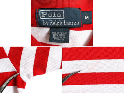 クッキークレスト 90s ■ ポロ ラルフローレン ボーダー 鹿の子 半袖 ポロシャツ メンズ M / 90年代 オールド POLO ワンポイント 2トーン