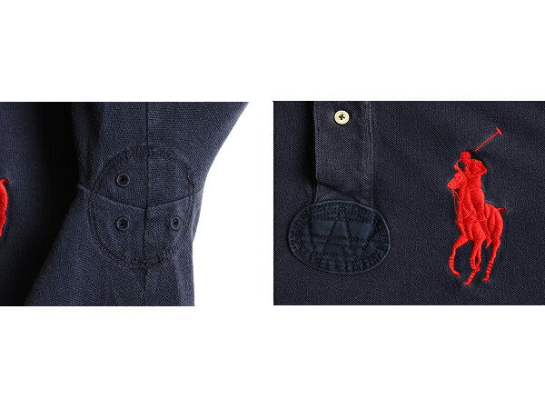 ビッグポニー ■ ポロ ラルフローレン 鹿の子 半袖 ポロシャツ ( メンズ S ) POLO 半袖シャツ ポニー刺繍 ラガーシャツ タイプ ラグビー 紺