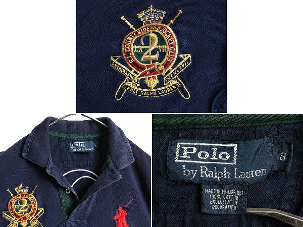ビッグポニー ■ ポロ ラルフローレン 鹿の子 半袖 ポロシャツ ( メンズ S ) POLO 半袖シャツ ポニー刺繍 ラガーシャツ タイプ ラグビー 紺