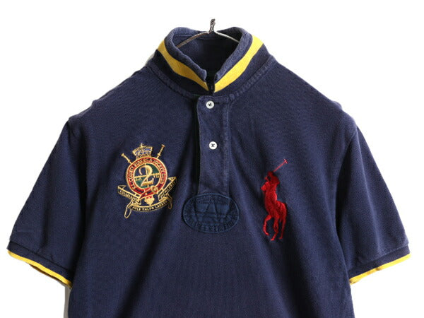 ビッグポニー ■ ポロ ラルフローレン 鹿の子 半袖 ポロシャツ ( メンズ S ) POLO 半袖シャツ ポニー刺繍 ラガーシャツ タイプ ラグビー 紺