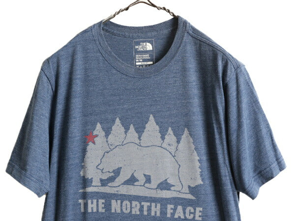 ■ ノースフェイス ベアー グラフィック イラスト プリント 半袖 Tシャツ メンズ M The North Face アウトドア アニマル アート 霜降り 紺