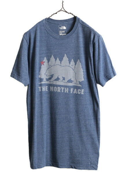 ■ ノースフェイス ベアー グラフィック イラスト プリント 半袖 Tシャツ メンズ M The North Face アウトドア アニマル アート 霜降り 紺