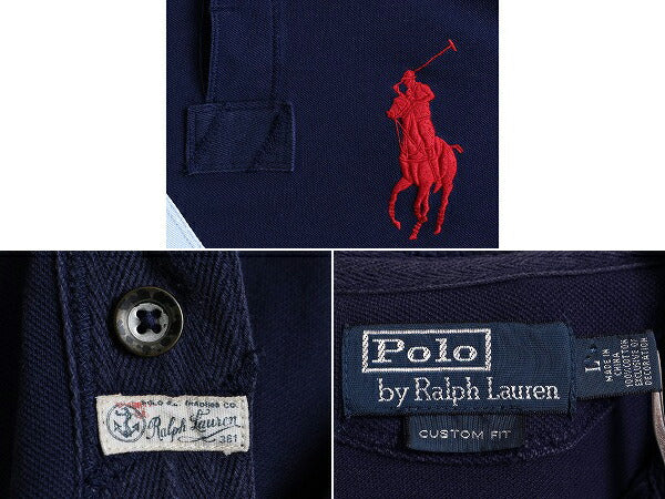 ビッグポニー ■ ポロ ラルフローレン 鹿の子 半袖 ポロシャツ メンズ L POLO 半袖シャツ ラガー シャツ タイプ ラグビー カスタムフィット