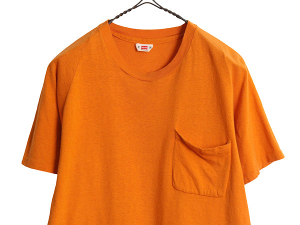 60s 70s ★ ヘインズ ラグラン ポケット Tシャツ メンズ M 小さめ S / ヴィンテージ 半袖Tシャツ シングルステッチ 無地 オレンジ ブランク