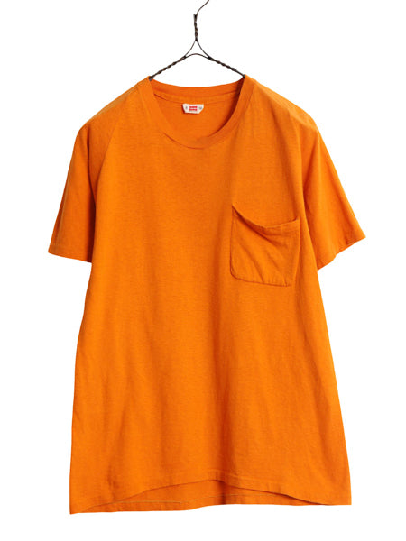 60s 70s ★ ヘインズ ラグラン ポケット Tシャツ メンズ M 小さめ S / ヴィンテージ 半袖Tシャツ シングルステッチ 無地 オレンジ ブランク