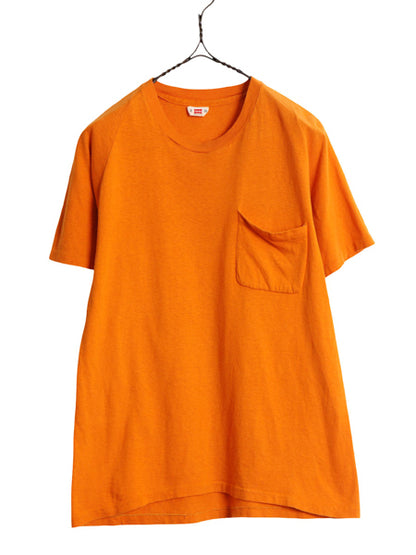 60s 70s ★ ヘインズ ラグラン ポケット Tシャツ メンズ M 小さめ S / ヴィンテージ 半袖Tシャツ シングルステッチ 無地 オレンジ ブランク