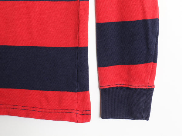 ポロ ラルフローレン ボーダー 長袖 ラガーシャツ メンズ XS / CUSTOM SLIM FIT ラグビー ワンポイント ポニー刺繍  細身 ツートン 紺 赤