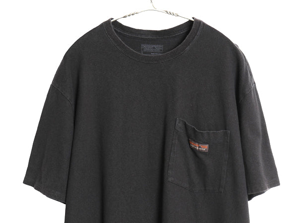 パタゴニア ポケット付き 半袖 Tシャツ メンズ L / 22年製 アウトドア ポケT ワンポイント ロゴ 麻 ヘンプ オーガニック コットン 無地 黒