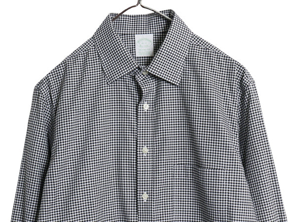 ブルックスブラザーズ ギンガム チェック 長袖 シャツ メンズ L MILANO FIT ストレッチ スーピマ コットン ポケット付き ノーアイロン 細身