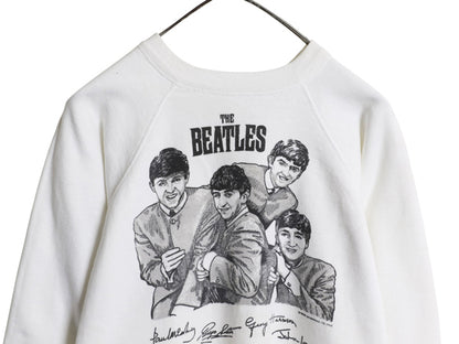 60s ★ ビートルズ イラスト プリント スウェット メンズ レディース S ヴィンテージ 当時物 オフィシャル ロック バンド 100% コットン 白