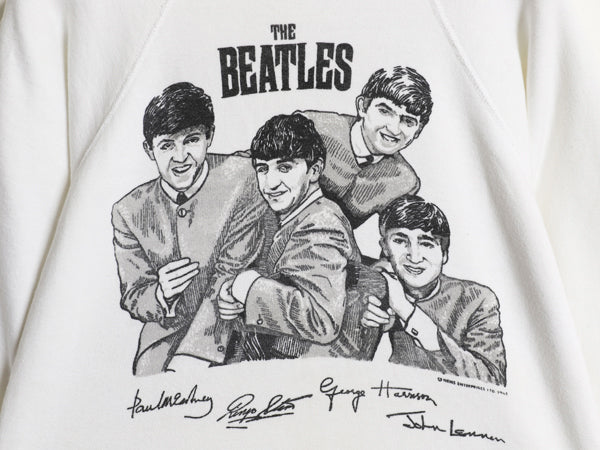 60s ★ ビートルズ イラスト プリント スウェット メンズ レディース S ヴィンテージ 当時物 オフィシャル ロック バンド 100% コットン 白