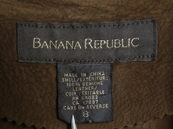 00s バナナリパブリック 本革 ヌバック レザー テーラード ジャケット レディース M 程/ オールド 革ジャン ブレザー スウェード きれいめ
