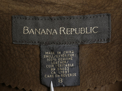 00s バナナリパブリック 本革 ヌバック レザー テーラード ジャケット レディース M 程/ オールド 革ジャン ブレザー スウェード きれいめ