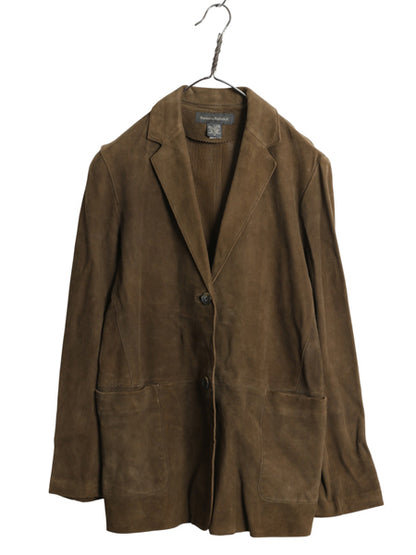 00s バナナリパブリック 本革 ヌバック レザー テーラード ジャケット レディース M 程/ オールド 革ジャン ブレザー スウェード きれいめ