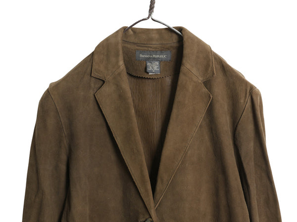 00s バナナリパブリック 本革 ヌバック レザー テーラード ジャケット レディース M 程/ オールド 革ジャン ブレザー スウェード きれいめ