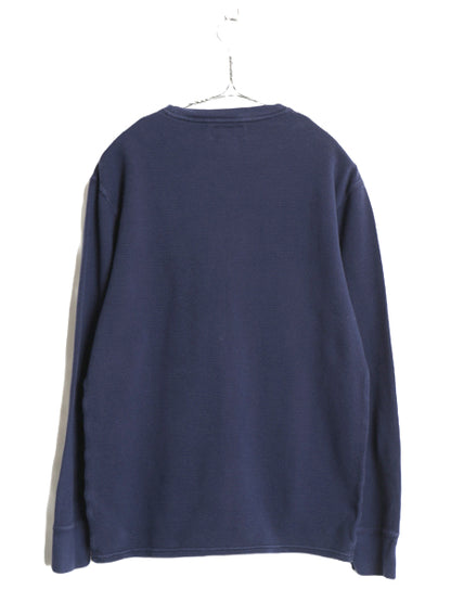 ポロ ラルフローレン 長袖 サーマル Tシャツ メンズ L / ロンT ワッフル カットソー ワンポイント ストレッチ インナー シンプル ネイビー