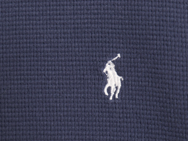 ポロ ラルフローレン 長袖 サーマル Tシャツ メンズ L / ロンT ワッフル カットソー ワンポイント ストレッチ インナー シンプル ネイビー