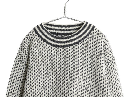 80s ノルウェー製 エルエルビーン バーズアイ ニット セーター メンズ L / 古着 ヴィンテージ ウール ノルディック 総柄 ツートン ゆったり