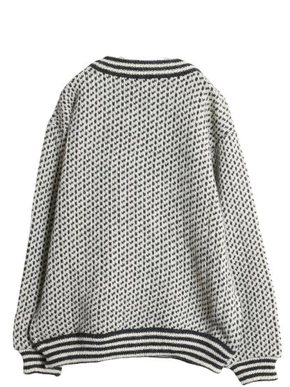 80s ノルウェー製 エルエルビーン バーズアイ ニット セーター メンズ L / 古着 ヴィンテージ ウール ノルディック 総柄 ツートン ゆったり