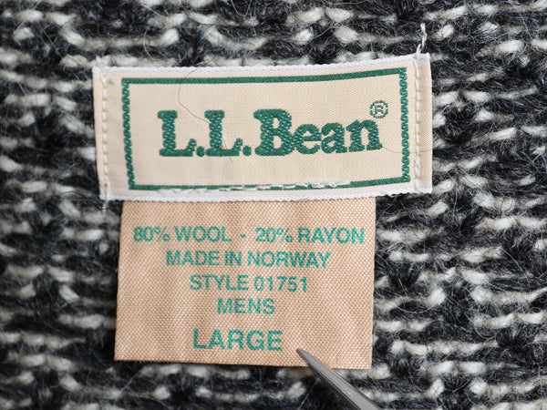 80s ノルウェー製 エルエルビーン バーズアイ ニット セーター メンズ L / 古着 ヴィンテージ ウール ノルディック 総柄 ツートン ゆったり