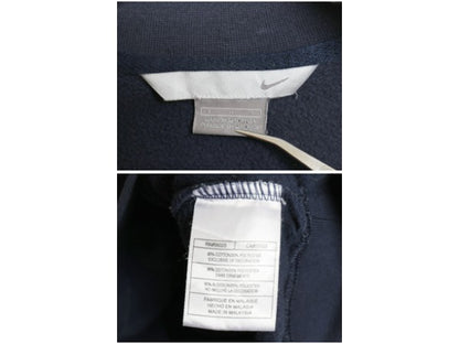 00s ナイキ スウッシュ ロゴ 刺繍 ハーフジップ スウェット メンズ L / オールド 裏起毛 ハイネック ヘビーウェイト ワンポイント ネイビー