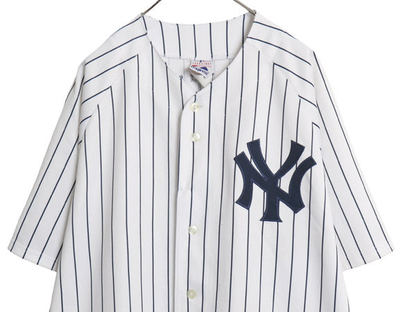 ヤンキース ベースボール シャツ メンズ XXXL 程 MLB オフィシャル マジェスティック 大リーグ ユニフォーム 重ね着 ジャージ 大きいサイズ