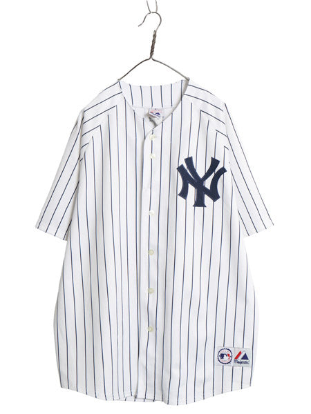 ヤンキース ベースボール シャツ メンズ XXXL 程 MLB オフィシャル マジェスティック 大リーグ ユニフォーム 重ね着 ジャージ 大きいサイズ