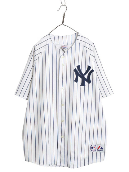 ヤンキース ベースボール シャツ メンズ XXXL 程 MLB オフィシャル マジェスティック 大リーグ ユニフォーム 重ね着 ジャージ 大きいサイズ
