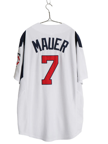 ツインズ ベースボール シャツ メンズ M / MLB オフィシャル マジェスティック 大リーグ ユニフォーム ゲームシャツ 重ね着 メジャーリーグ