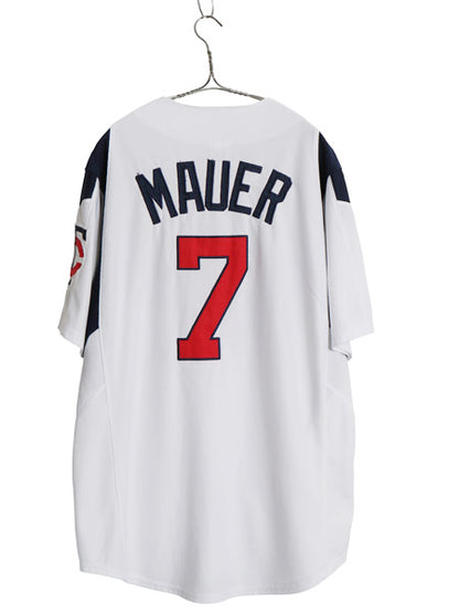 ツインズ ベースボール シャツ メンズ M / MLB オフィシャル マジェスティック 大リーグ ユニフォーム ゲームシャツ 重ね着 メジャーリーグ