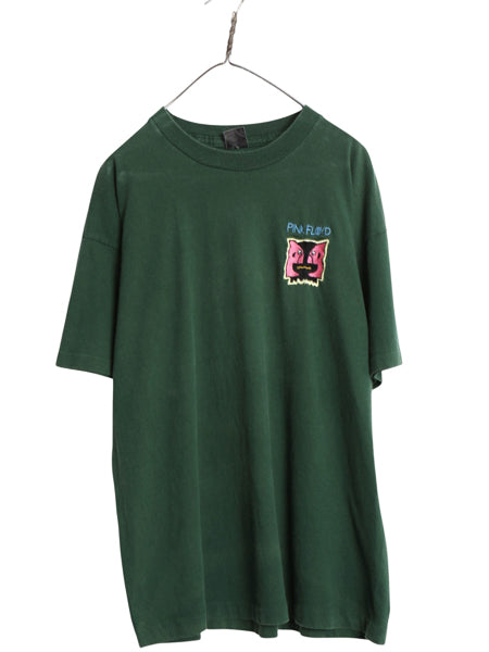 90s ピンクフロイド イラスト 刺繍 Tシャツ メンズ XL 程/ オールド 当時物 グラフィック ワンポイント バンド ロック シングルステッチ 緑