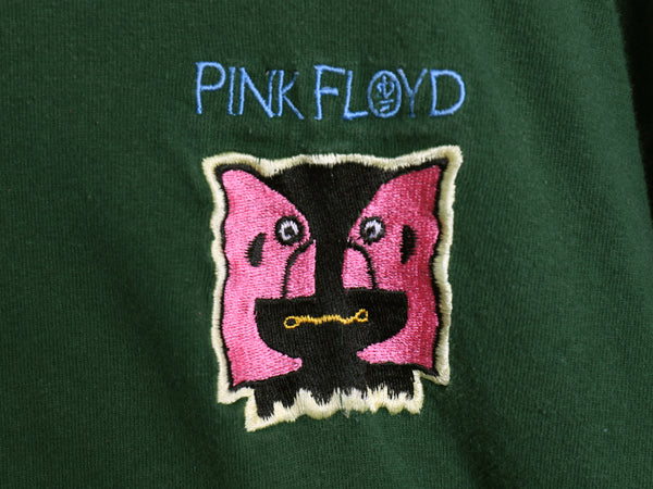 90s ピンクフロイド イラスト 刺繍 Tシャツ メンズ XL 程/ オールド 当時物 グラフィック ワンポイント バンド ロック シングルステッチ 緑