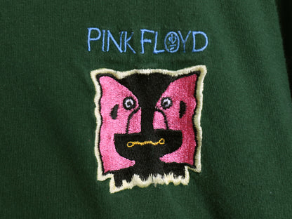 90s ピンクフロイド イラスト 刺繍 Tシャツ メンズ XL 程/ オールド 当時物 グラフィック ワンポイント バンド ロック シングルステッチ 緑