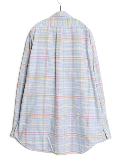 90s ラルフローレン チェック 長袖 ボタンダウン シャツ メンズ XL ポロ コットン 長袖シャツ オックスフォード ポケット付き 大きいサイズ