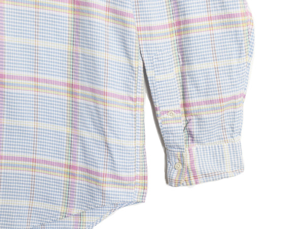 90s ラルフローレン チェック 長袖 ボタンダウン シャツ メンズ XL ポロ コットン 長袖シャツ オックスフォード ポケット付き 大きいサイズ