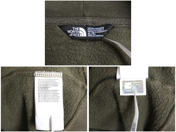 ノースフェイス プリント スウェット フード パーカー メンズ XL アウトドア プルオーバー 裏起毛 トレーナー 大きいサイズ ツートン 黒 緑