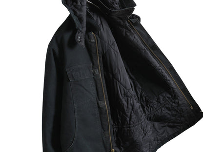 カーハート ダック トラディショナル コート メンズ L ジャケット ブルゾン 中綿 キルティング ライナー 脱着 フード付き カバーオール 黒