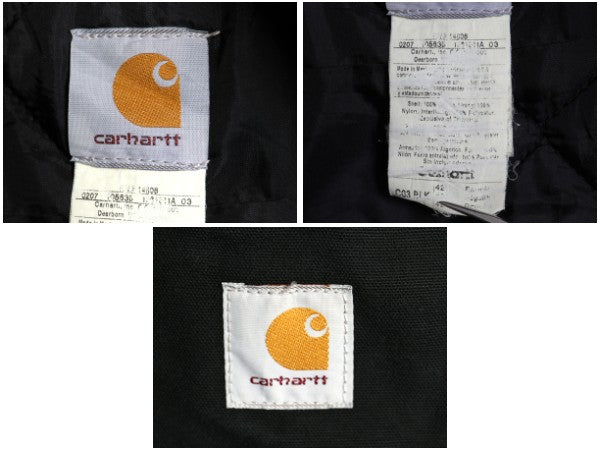 カーハート ダック トラディショナル コート メンズ L ジャケット ブルゾン 中綿 キルティング ライナー 脱着 フード付き カバーオール 黒