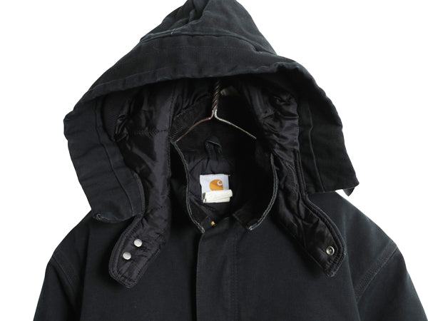 カーハート ダック トラディショナル コート メンズ L ジャケット ブルゾン 中綿 キルティング ライナー 脱着 フード付き カバーオール 黒