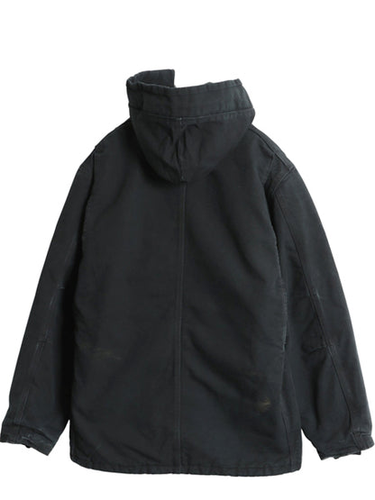 カーハート ダック トラディショナル コート メンズ L ジャケット ブルゾン 中綿 キルティング ライナー 脱着 フード付き カバーオール 黒